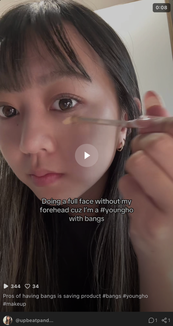 Doing a full face without my forehead cuz I'm a #youngho with bangs